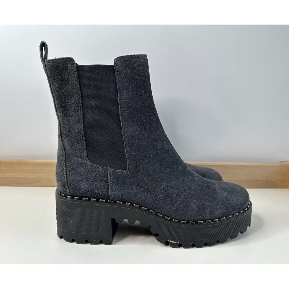 Vince Camuto Madisha Boots Grey Suede Metal Studs Chunky / Women's 10
